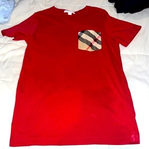 EUC Burberry kids red pocket tshirt